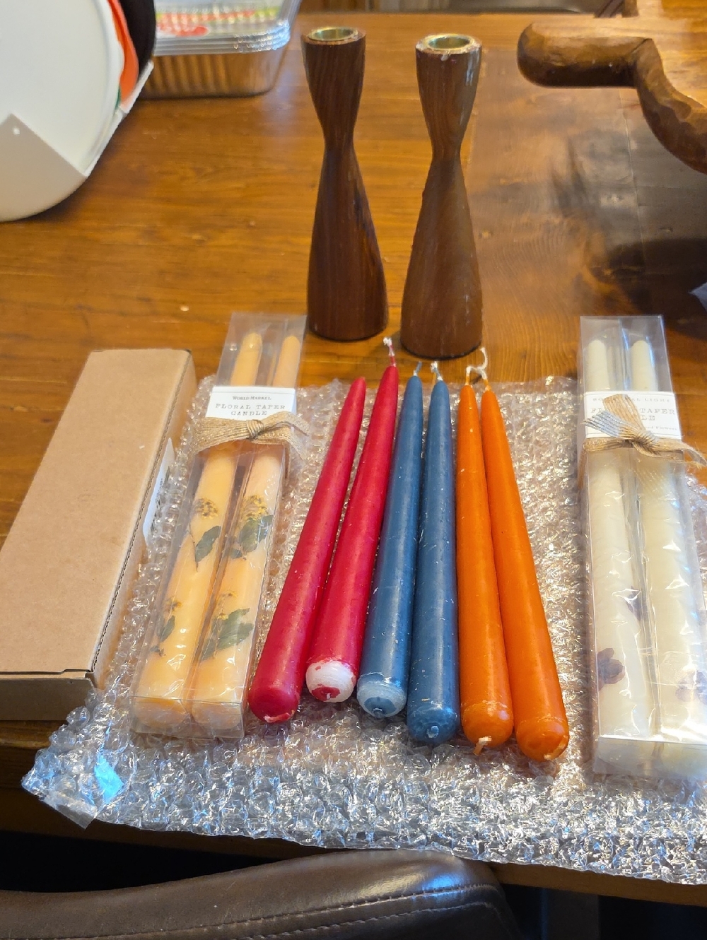 Colorful Taper Candle Set - Red, Blue, Orange, Cream